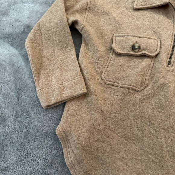 Madewell Boiled Wool Tan Popover Half Zip Sweater Women's XL - Picture 2 of 8